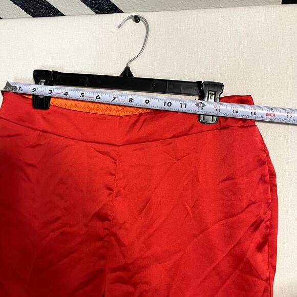 Gretchen Scott Women's Wide Leg Silk Satin Pull-On Pants Red- Size M - Picture 8 of 9